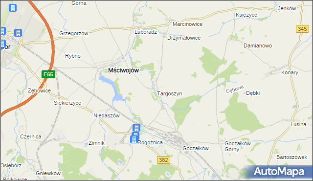 mapa Targoszyn, Targoszyn na mapie Targeo