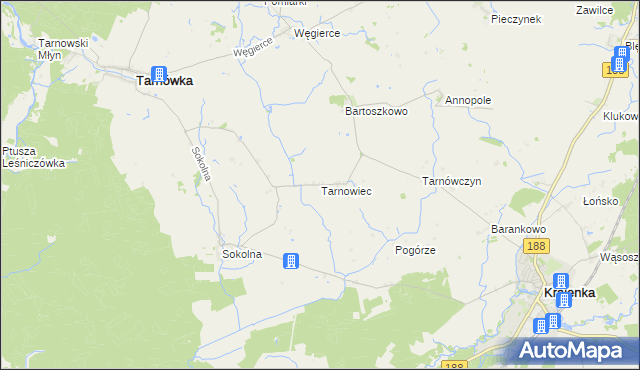 mapa Tarnowiec gmina Tarnówka, Tarnowiec gmina Tarnówka na mapie Targeo