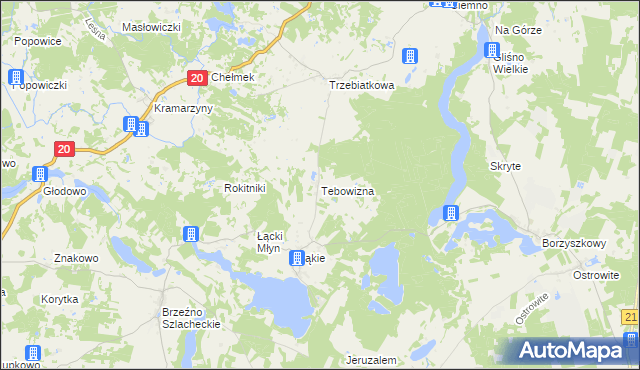 mapa Tebowizna, Tebowizna na mapie Targeo