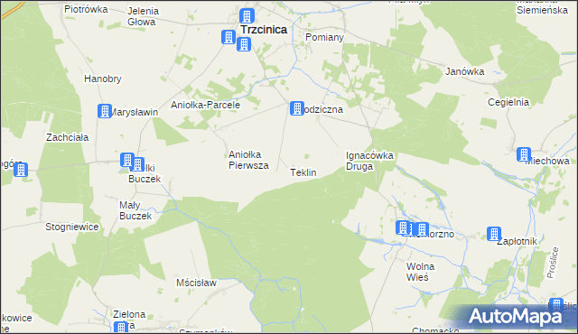 mapa Teklin gmina Trzcinica, Teklin gmina Trzcinica na mapie Targeo