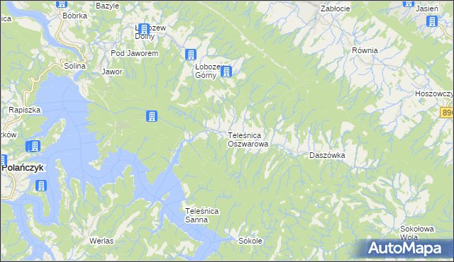 mapa Teleśnica Oszwarowa, Teleśnica Oszwarowa na mapie Targeo