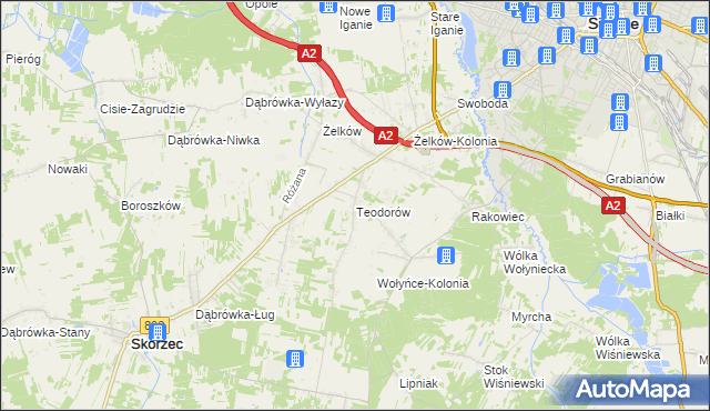 mapa Teodorów gmina Skórzec, Teodorów gmina Skórzec na mapie Targeo