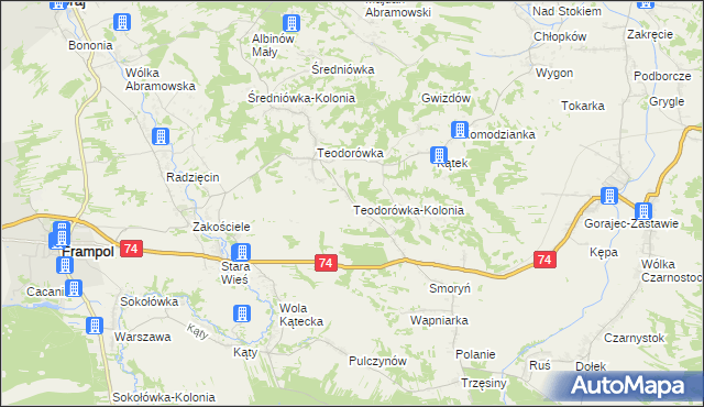 mapa Teodorówka-Kolonia, Teodorówka-Kolonia na mapie Targeo