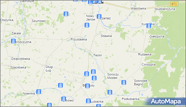 mapa Teolin gmina Janów, Teolin gmina Janów na mapie Targeo