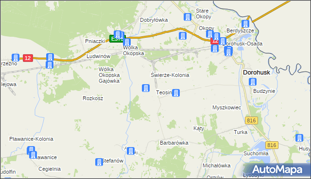 mapa Teosin, Teosin na mapie Targeo