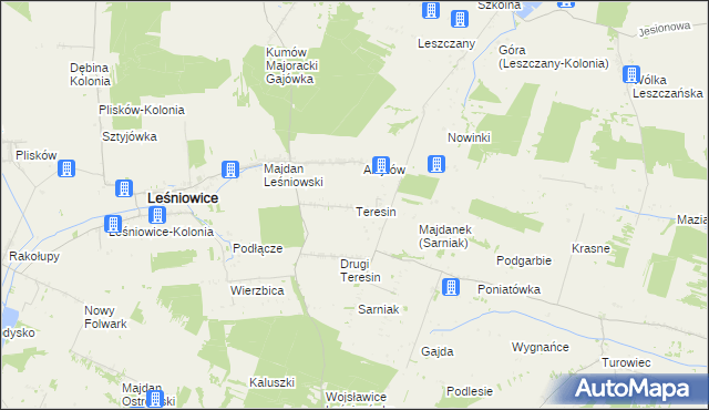 mapa Teresin gmina Leśniowice, Teresin gmina Leśniowice na mapie Targeo