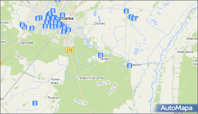 mapa Teresin gmina Trzcianka, Teresin gmina Trzcianka na mapie Targeo
