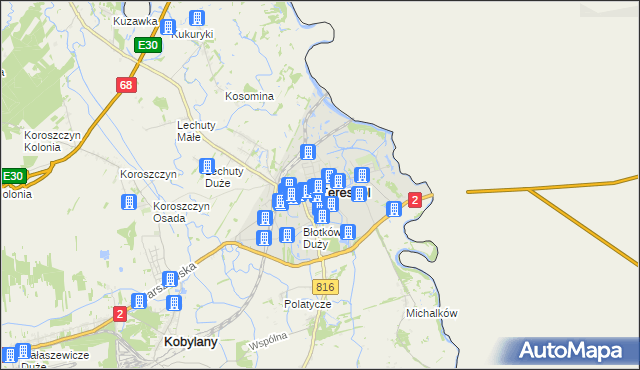 mapa Terespol powiat bialski, Terespol powiat bialski na mapie Targeo