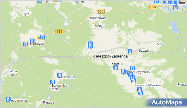 mapa Tereszpol-Zaorenda, Tereszpol-Zaorenda na mapie Targeo