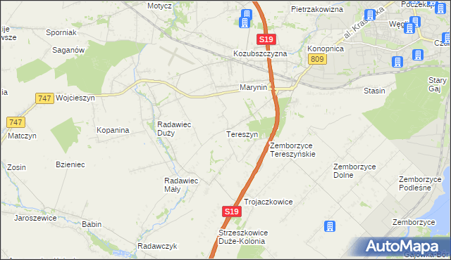 mapa Tereszyn, Tereszyn na mapie Targeo