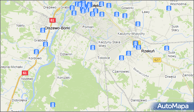 mapa Tobolice gmina Rzekuń, Tobolice gmina Rzekuń na mapie Targeo