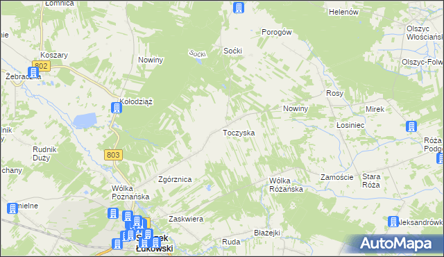 mapa Toczyska, Toczyska na mapie Targeo