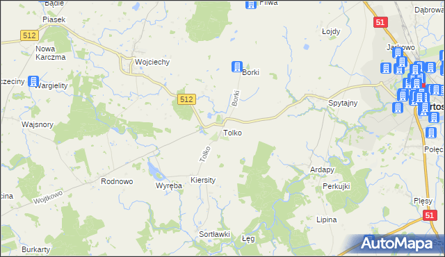 mapa Tolko, Tolko na mapie Targeo