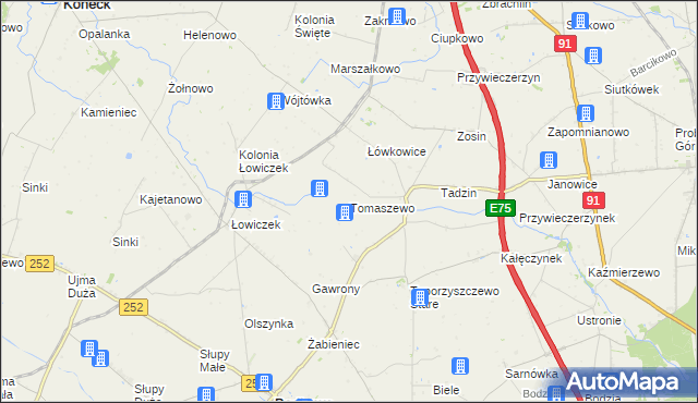 mapa Tomaszewo gmina Bądkowo, Tomaszewo gmina Bądkowo na mapie Targeo