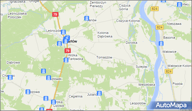 mapa Tomaszów gmina Tarłów, Tomaszów gmina Tarłów na mapie Targeo