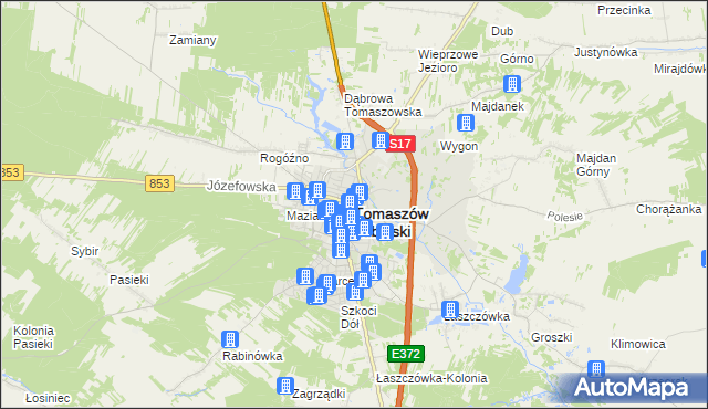 mapa Tomaszów Lubelski, Tomaszów Lubelski na mapie Targeo