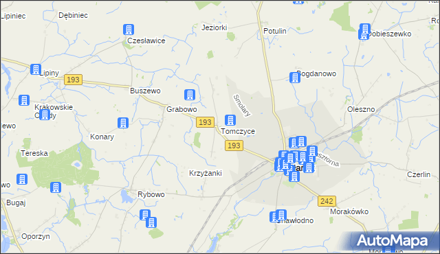 mapa Tomczyce gmina Gołańcz, Tomczyce gmina Gołańcz na mapie Targeo