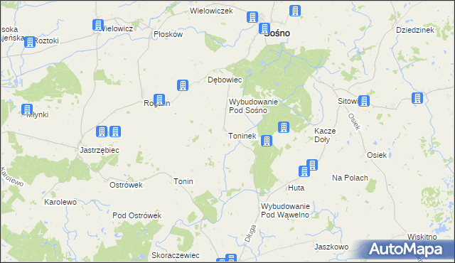 mapa Toninek, Toninek na mapie Targeo