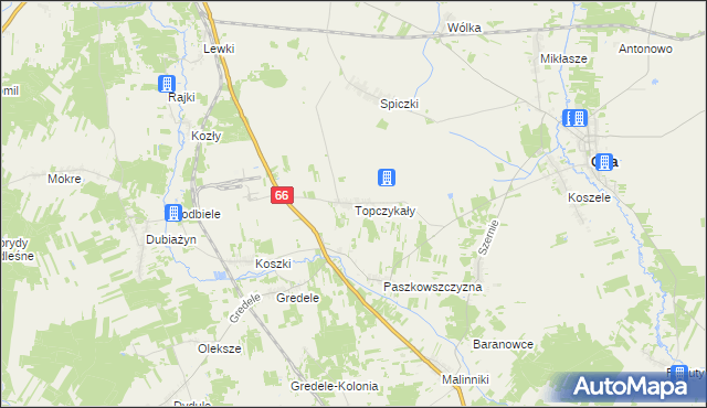 mapa Topczykały, Topczykały na mapie Targeo