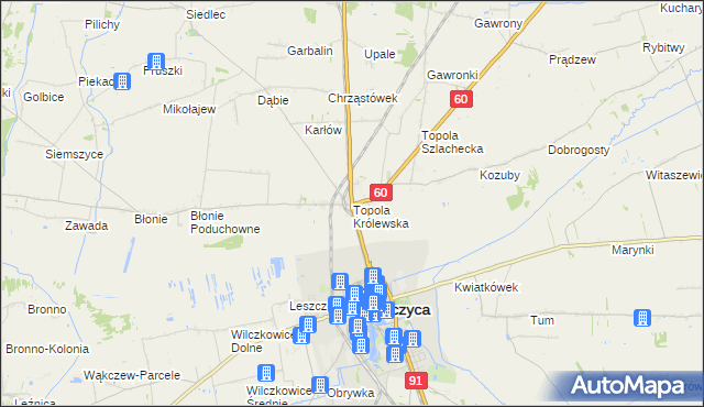 mapa Topola Królewska, Topola Królewska na mapie Targeo