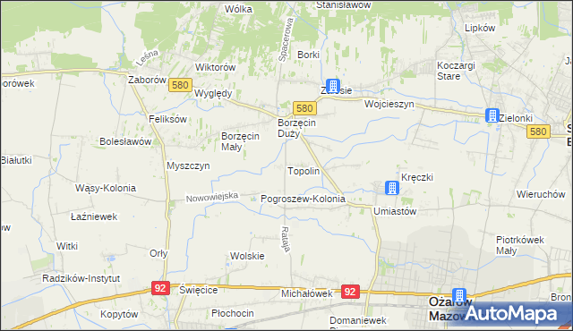mapa Topolin gmina Stare Babice, Topolin gmina Stare Babice na mapie Targeo