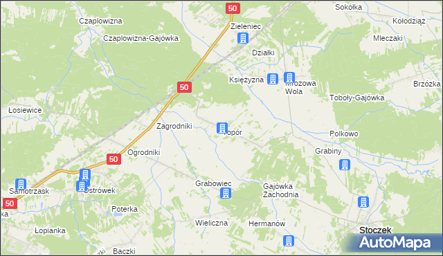 mapa Topór gmina Stoczek, Topór gmina Stoczek na mapie Targeo