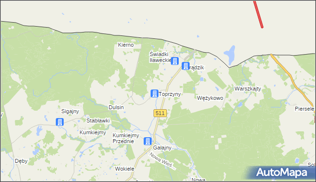 mapa Toprzyny, Toprzyny na mapie Targeo