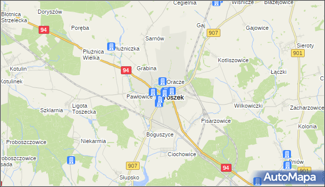 mapa Toszek, Toszek na mapie Targeo