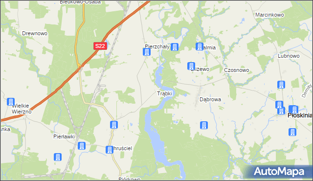 mapa Trąbki gmina Płoskinia, Trąbki gmina Płoskinia na mapie Targeo