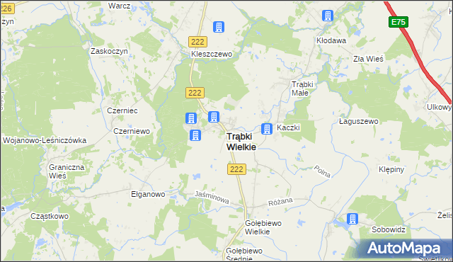 mapa Trąbki Wielkie, Trąbki Wielkie na mapie Targeo