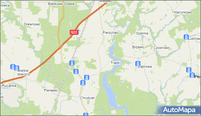 mapa Trąby, Trąby na mapie Targeo