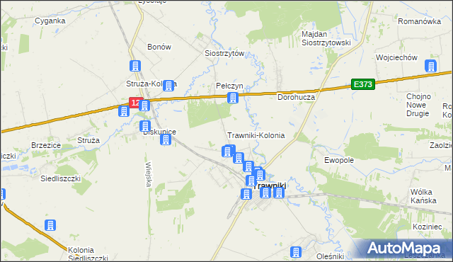 mapa Trawniki-Kolonia, Trawniki-Kolonia na mapie Targeo