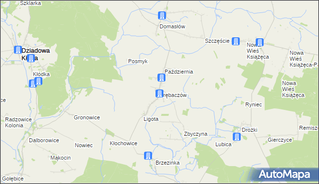 mapa Trębaczów gmina Perzów, Trębaczów gmina Perzów na mapie Targeo