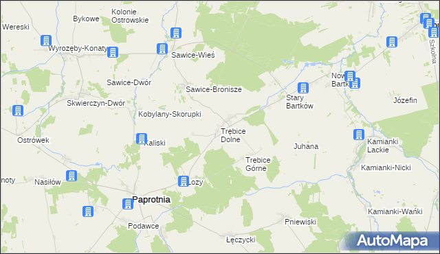 mapa Trębice Dolne, Trębice Dolne na mapie Targeo