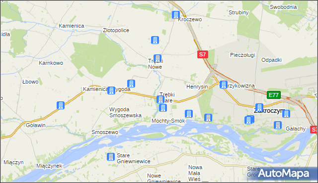 mapa Trębki Stare, Trębki Stare na mapie Targeo