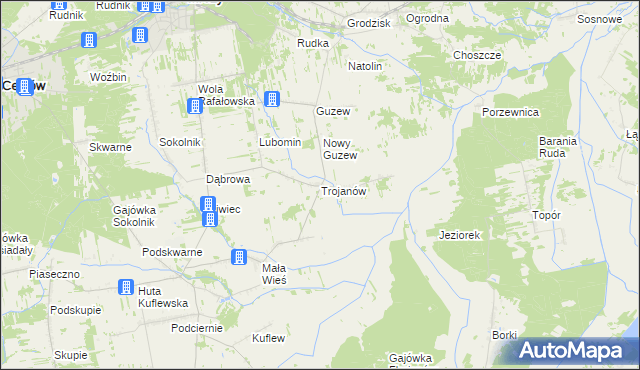 mapa Trojanów gmina Mrozy, Trojanów gmina Mrozy na mapie Targeo