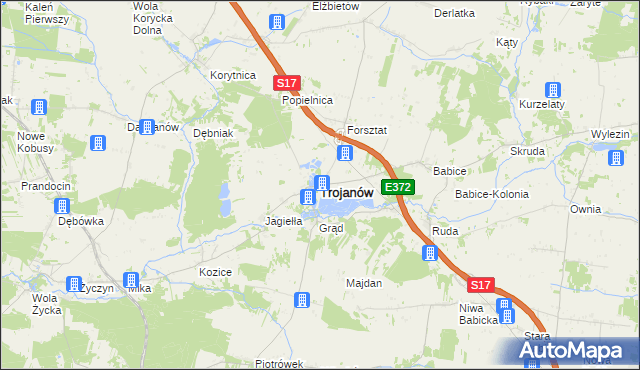 mapa Trojanów powiat garwoliński, Trojanów powiat garwoliński na mapie Targeo