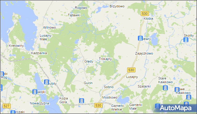 mapa Trokajny gmina Łukta, Trokajny gmina Łukta na mapie Targeo