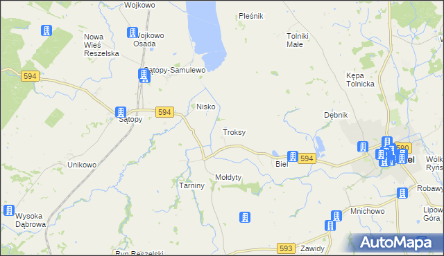 mapa Troksy, Troksy na mapie Targeo