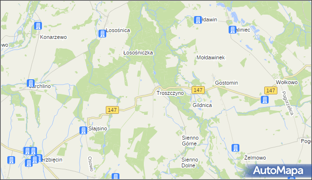 mapa Troszczyno, Troszczyno na mapie Targeo