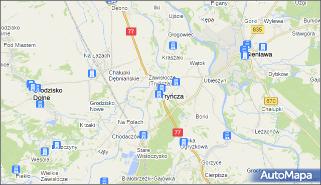 mapa Tryńcza, Tryńcza na mapie Targeo