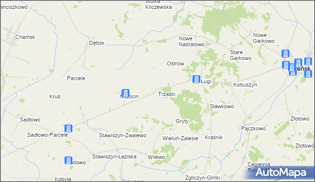 mapa Trzaski gmina Bieżuń, Trzaski gmina Bieżuń na mapie Targeo
