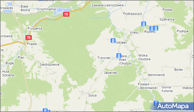 mapa Trzciniec gmina Kroczyce, Trzciniec gmina Kroczyce na mapie Targeo