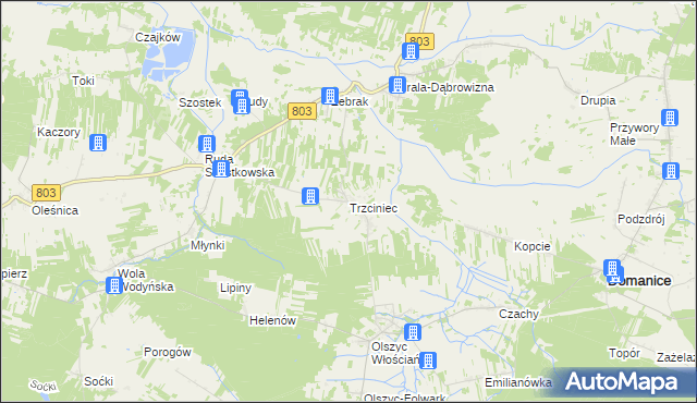 mapa Trzciniec gmina Skórzec, Trzciniec gmina Skórzec na mapie Targeo