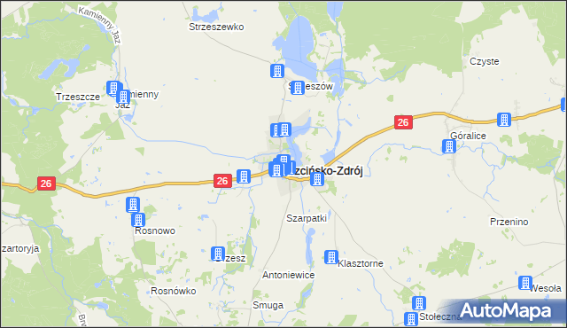 mapa Trzcińsko-Zdrój, Trzcińsko-Zdrój na mapie Targeo