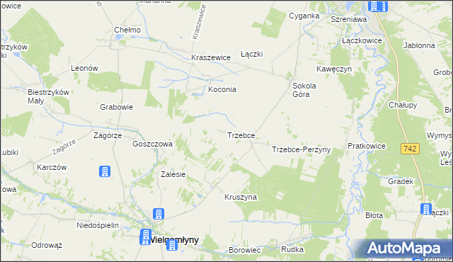 mapa Trzebce, Trzebce na mapie Targeo