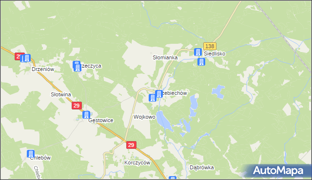 mapa Trzebiechów gmina Maszewo, Trzebiechów gmina Maszewo na mapie Targeo