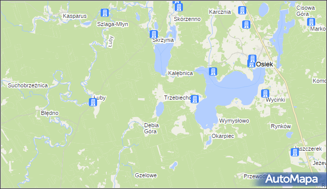 mapa Trzebiechowo gmina Osiek, Trzebiechowo gmina Osiek na mapie Targeo