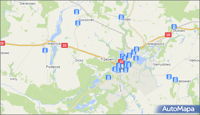 mapa Trzebień gmina Recz, Trzebień gmina Recz na mapie Targeo