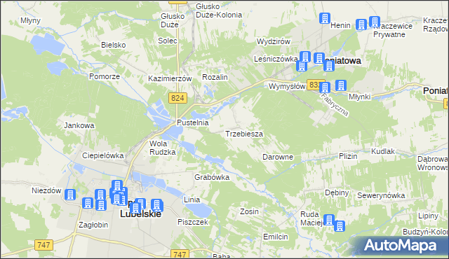 mapa Trzebiesza, Trzebiesza na mapie Targeo